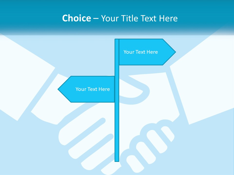 Two Hands Shaking Each Other Over A Blue Background PowerPoint Template