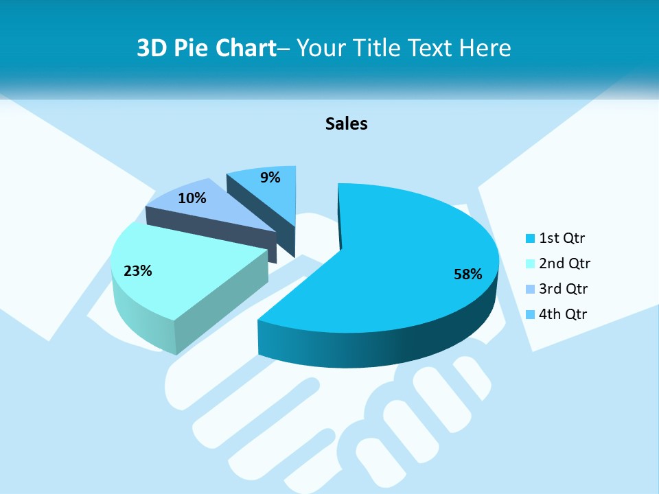Two Hands Shaking Each Other Over A Blue Background PowerPoint Template
