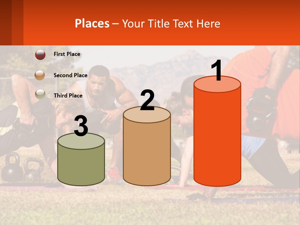 A Group Of People Doing Push Ups With Kettles PowerPoint Template