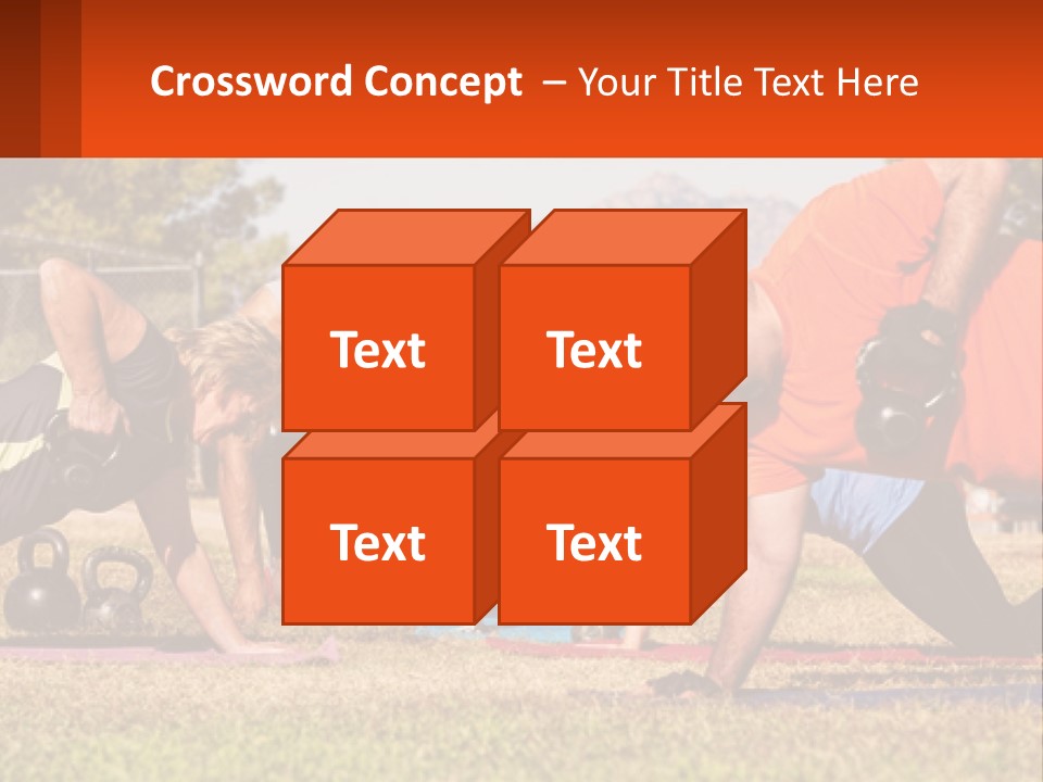 A Group Of People Doing Push Ups With Kettles PowerPoint Template