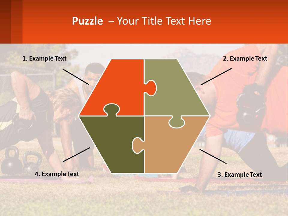 A Group Of People Doing Push Ups With Kettles PowerPoint Template