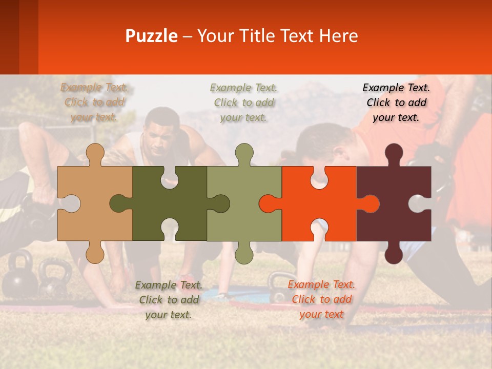 A Group Of People Doing Push Ups With Kettles PowerPoint Template