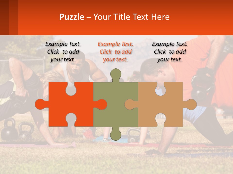 A Group Of People Doing Push Ups With Kettles PowerPoint Template