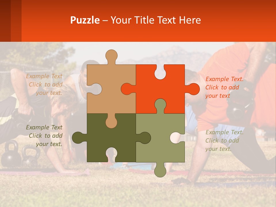 A Group Of People Doing Push Ups With Kettles PowerPoint Template