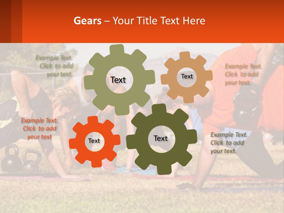 A Group Of People Doing Push Ups With Kettles PowerPoint Template