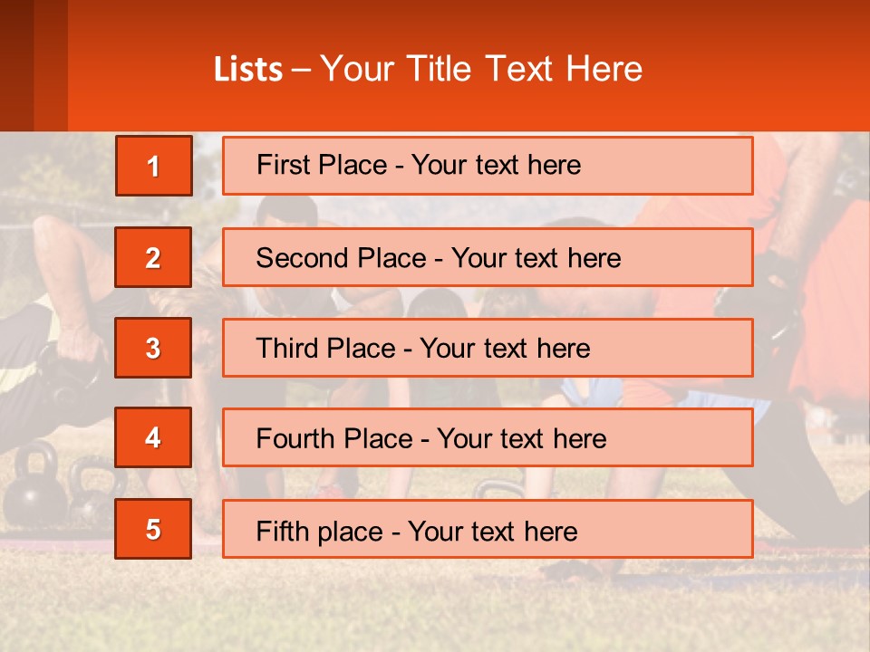 A Group Of People Doing Push Ups With Kettles PowerPoint Template