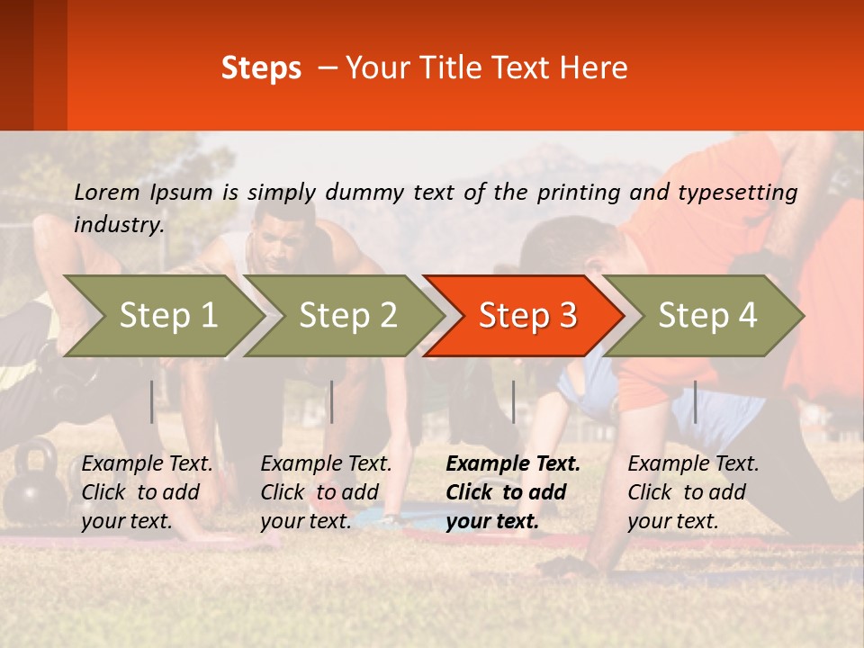 A Group Of People Doing Push Ups With Kettles PowerPoint Template