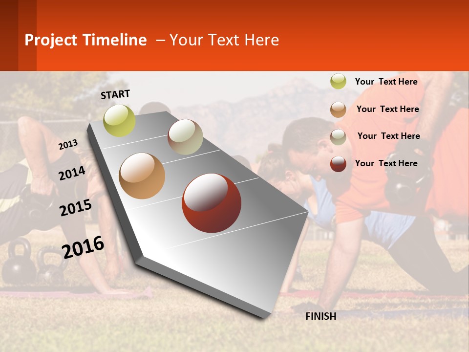 A Group Of People Doing Push Ups With Kettles PowerPoint Template