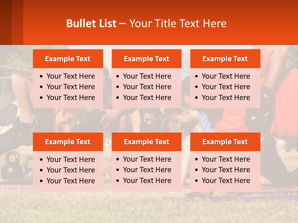 A Group Of People Doing Push Ups With Kettles PowerPoint Template