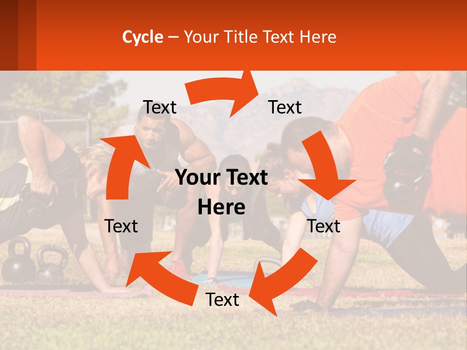 A Group Of People Doing Push Ups With Kettles PowerPoint Template