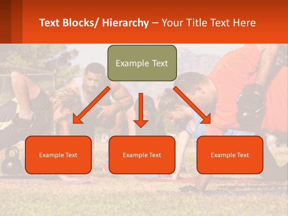 A Group Of People Doing Push Ups With Kettles PowerPoint Template