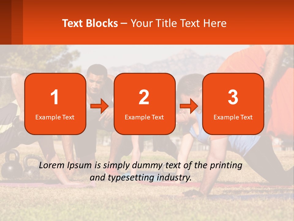 A Group Of People Doing Push Ups With Kettles PowerPoint Template