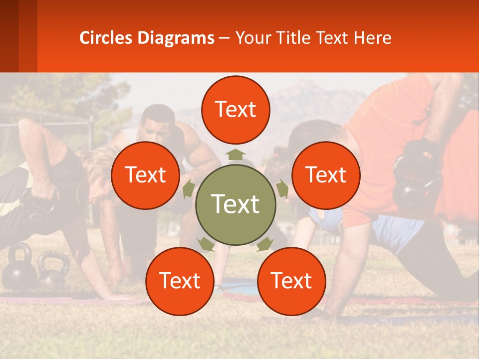 A Group Of People Doing Push Ups With Kettles PowerPoint Template