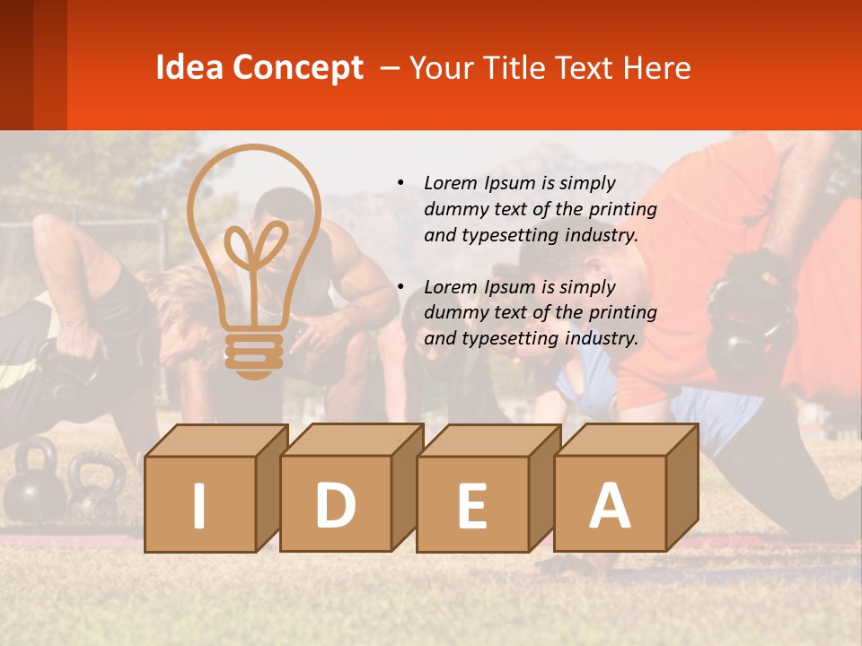 A Group Of People Doing Push Ups With Kettles PowerPoint Template