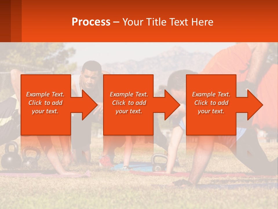 A Group Of People Doing Push Ups With Kettles PowerPoint Template