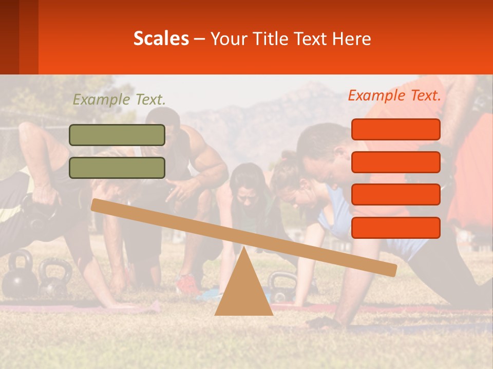 A Group Of People Doing Push Ups With Kettles PowerPoint Template