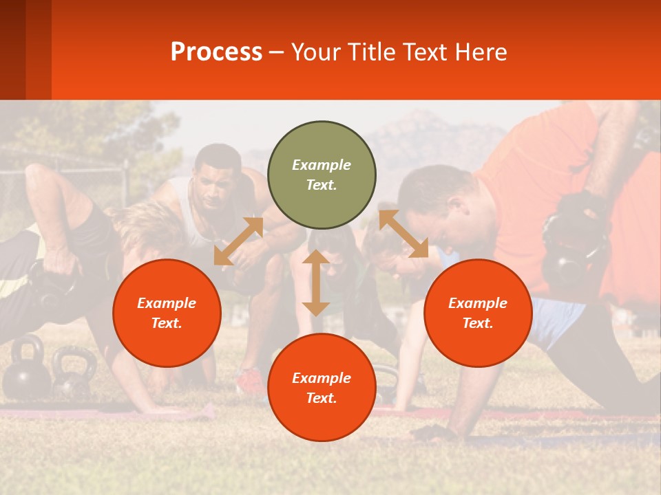 A Group Of People Doing Push Ups With Kettles PowerPoint Template