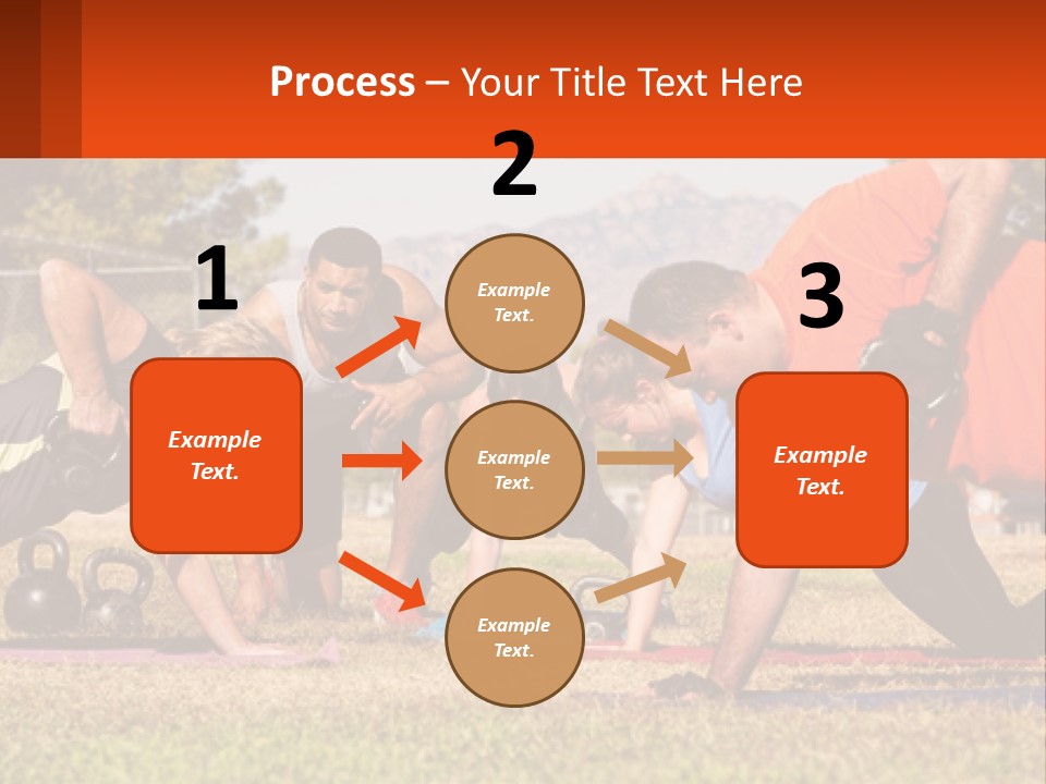 A Group Of People Doing Push Ups With Kettles PowerPoint Template