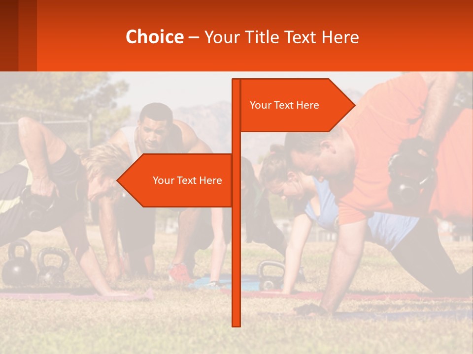 A Group Of People Doing Push Ups With Kettles PowerPoint Template
