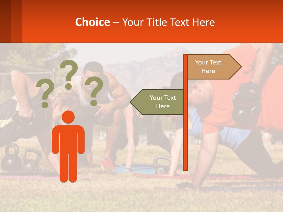 A Group Of People Doing Push Ups With Kettles PowerPoint Template