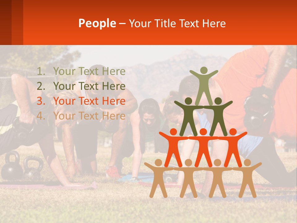 A Group Of People Doing Push Ups With Kettles PowerPoint Template