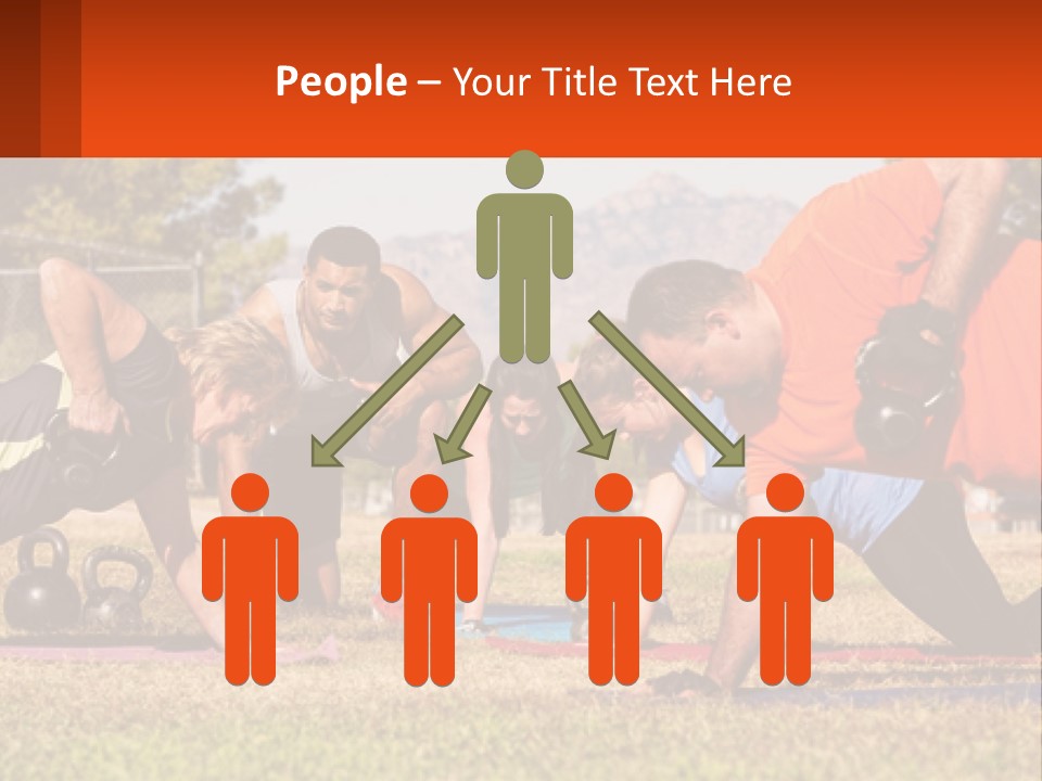 A Group Of People Doing Push Ups With Kettles PowerPoint Template