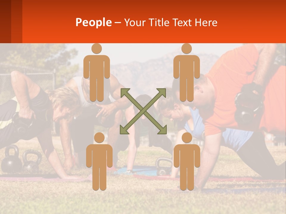 A Group Of People Doing Push Ups With Kettles PowerPoint Template