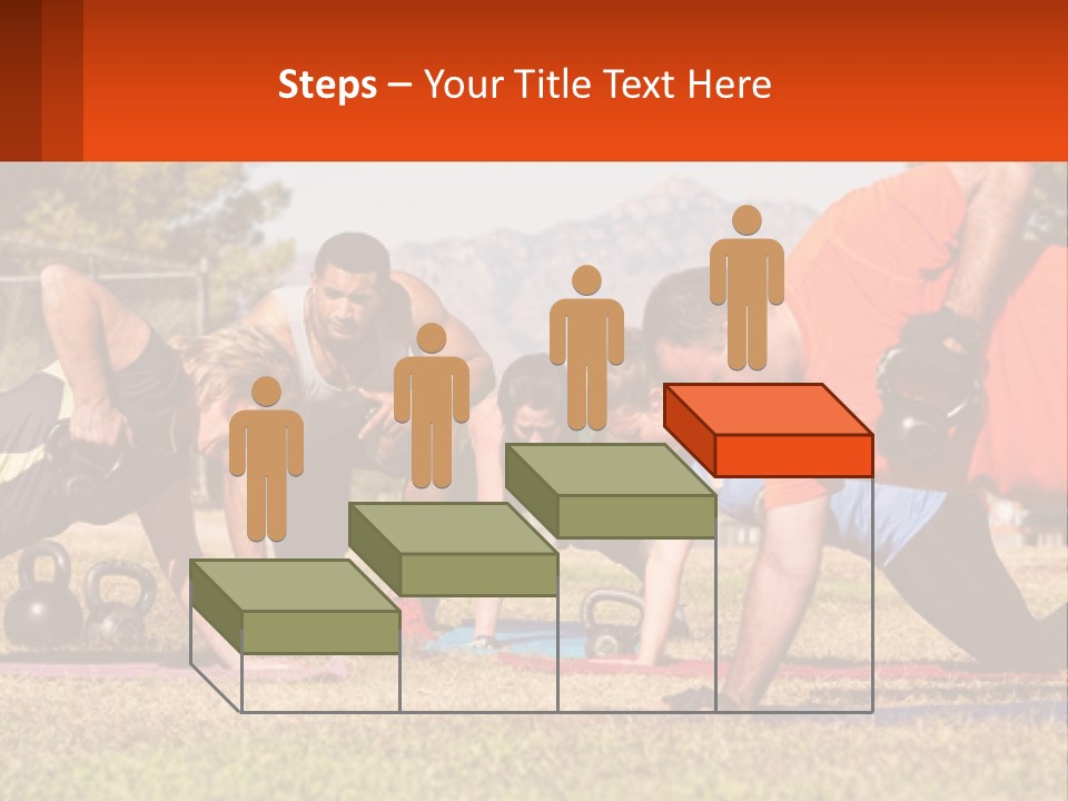 A Group Of People Doing Push Ups With Kettles PowerPoint Template