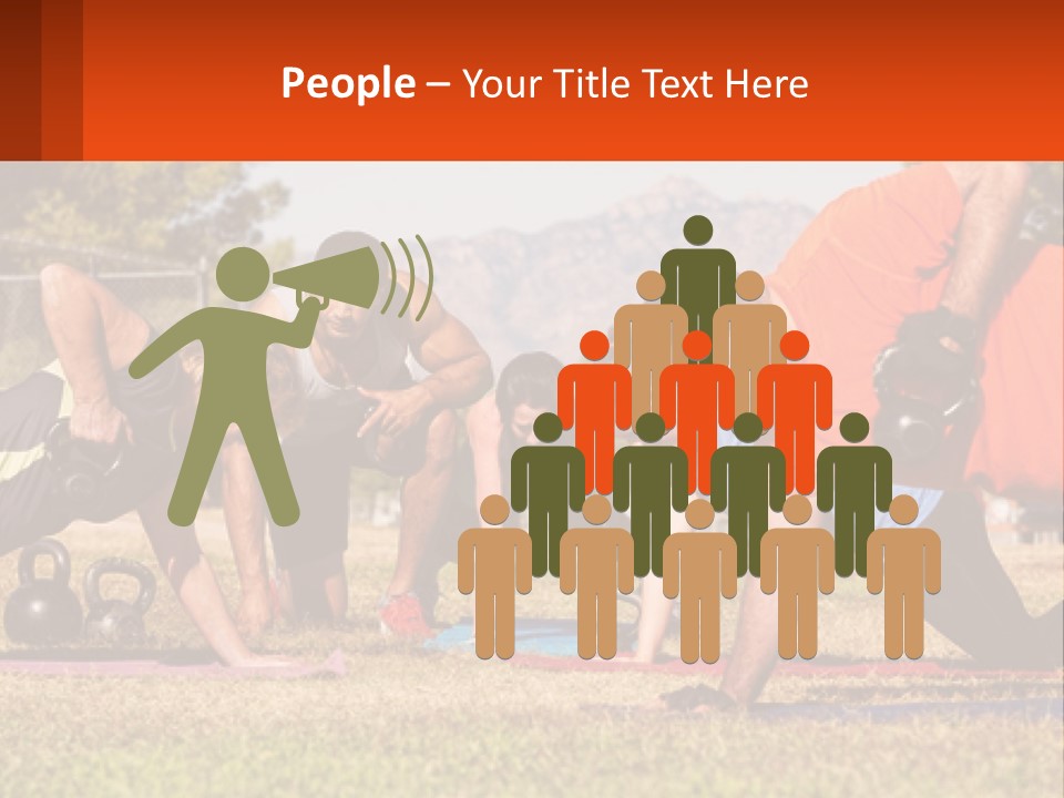 A Group Of People Doing Push Ups With Kettles PowerPoint Template