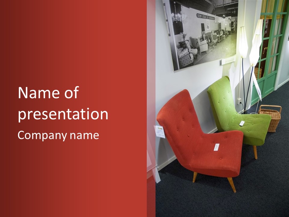 A Red Chair Sitting Next To A Green Chair PowerPoint Template