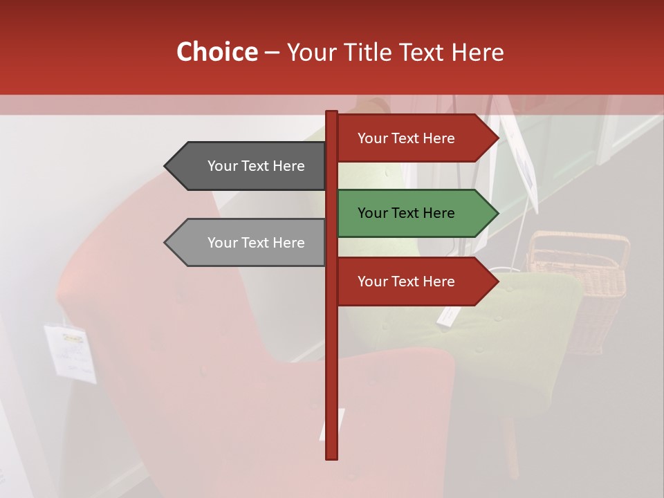A Red Chair Sitting Next To A Green Chair PowerPoint Template
