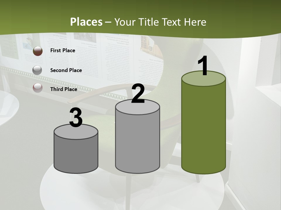 A Green Chair Sitting On Top Of A White Circle PowerPoint Template