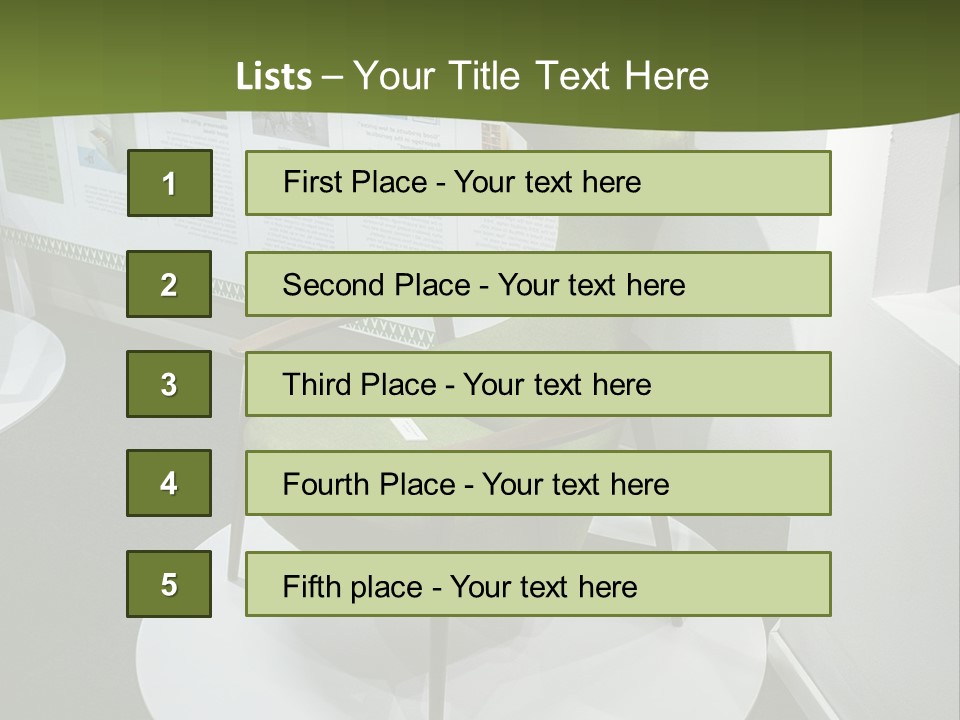 A Green Chair Sitting On Top Of A White Circle PowerPoint Template