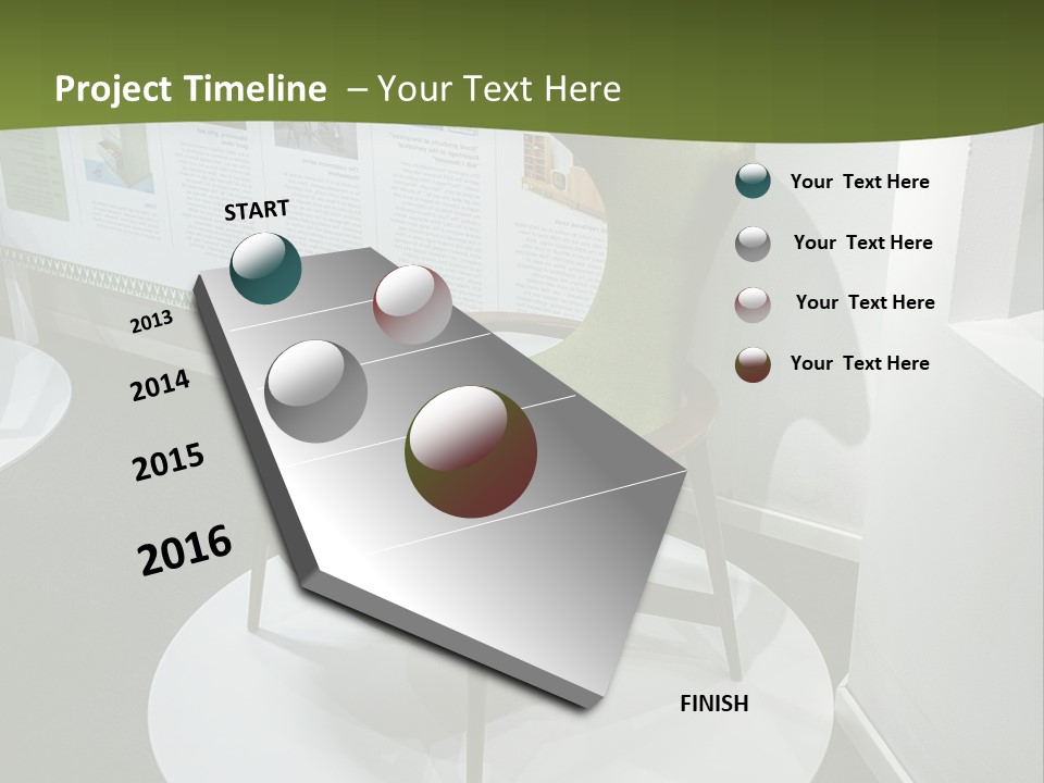 A Green Chair Sitting On Top Of A White Circle PowerPoint Template