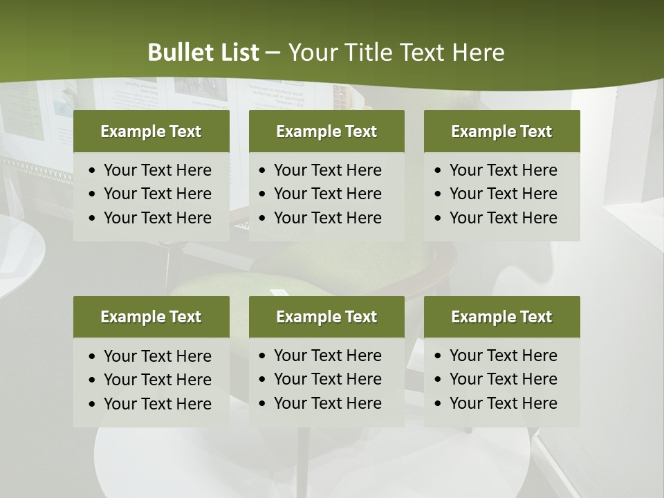 A Green Chair Sitting On Top Of A White Circle PowerPoint Template