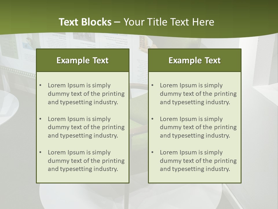 A Green Chair Sitting On Top Of A White Circle PowerPoint Template