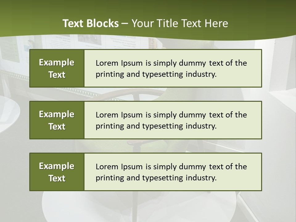 A Green Chair Sitting On Top Of A White Circle PowerPoint Template