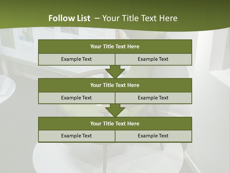 A Green Chair Sitting On Top Of A White Circle PowerPoint Template