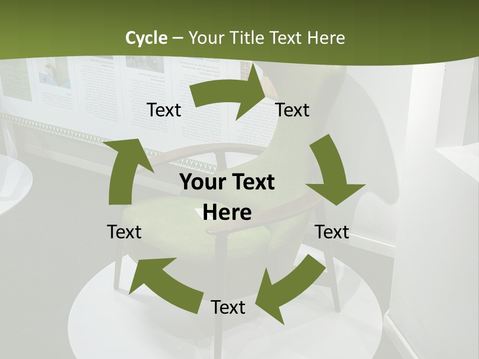 A Green Chair Sitting On Top Of A White Circle PowerPoint Template