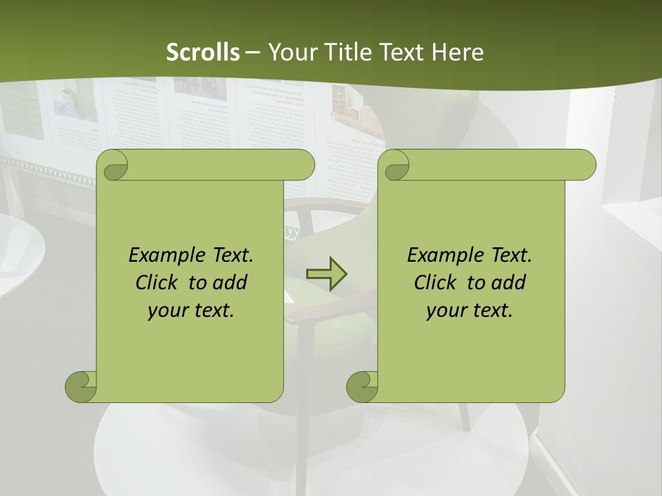 A Green Chair Sitting On Top Of A White Circle PowerPoint Template