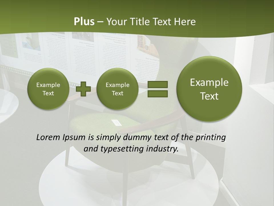 A Green Chair Sitting On Top Of A White Circle PowerPoint Template