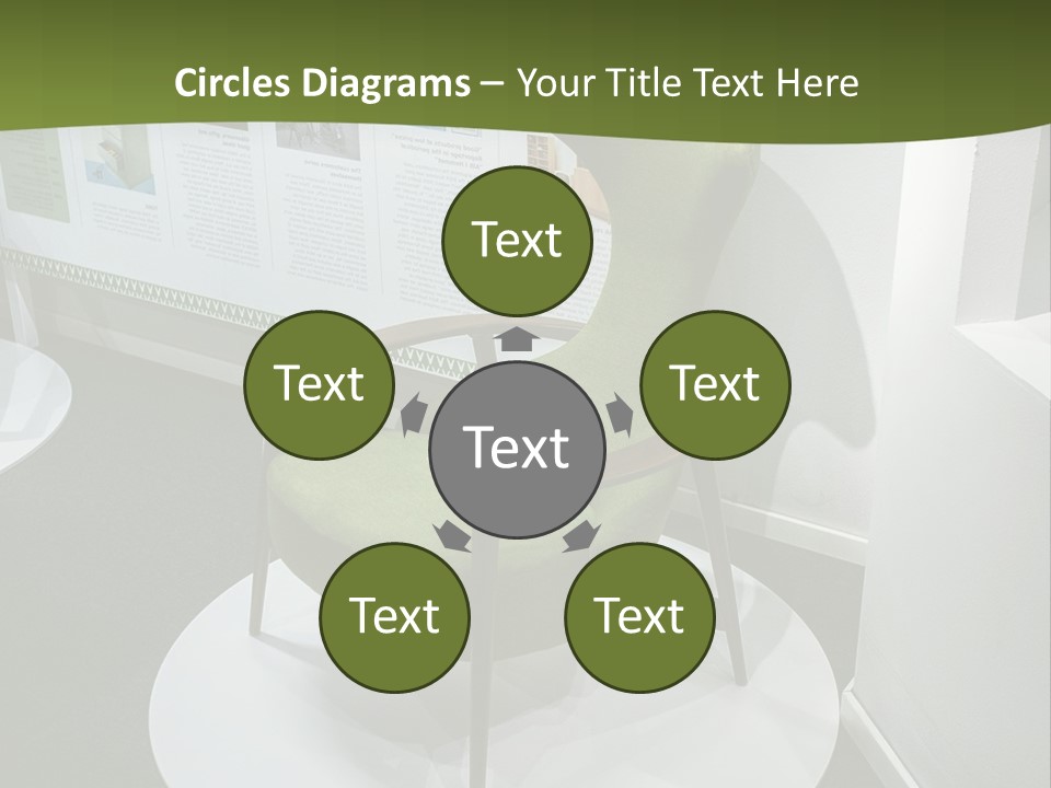 A Green Chair Sitting On Top Of A White Circle PowerPoint Template