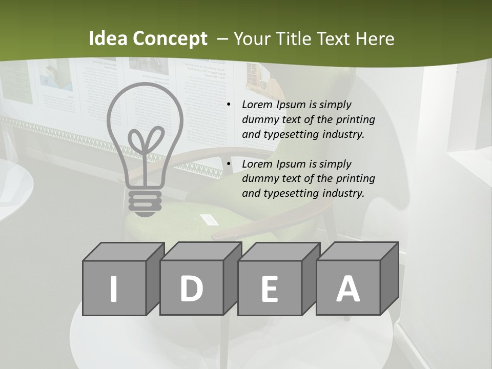 A Green Chair Sitting On Top Of A White Circle PowerPoint Template