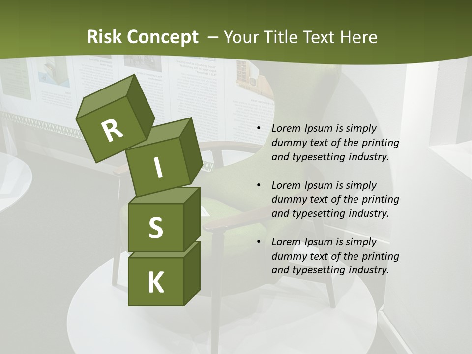 A Green Chair Sitting On Top Of A White Circle PowerPoint Template