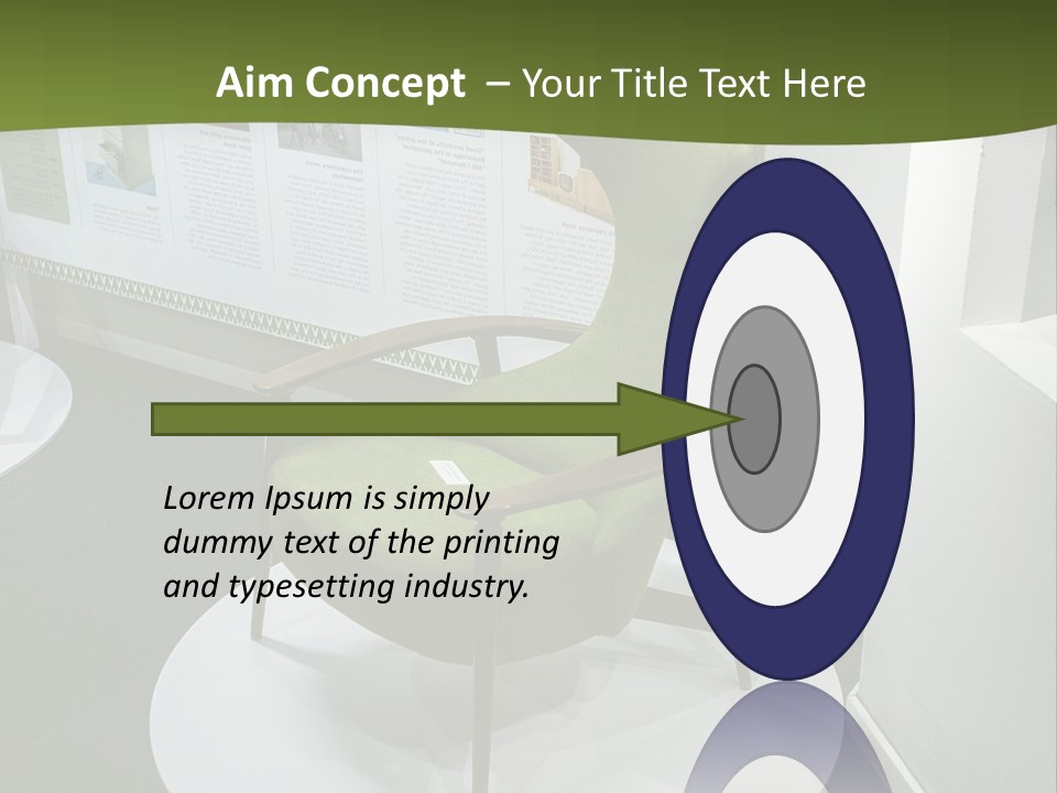 A Green Chair Sitting On Top Of A White Circle PowerPoint Template
