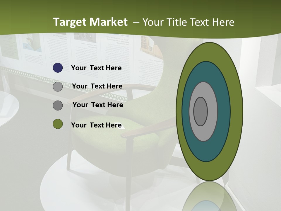 A Green Chair Sitting On Top Of A White Circle PowerPoint Template