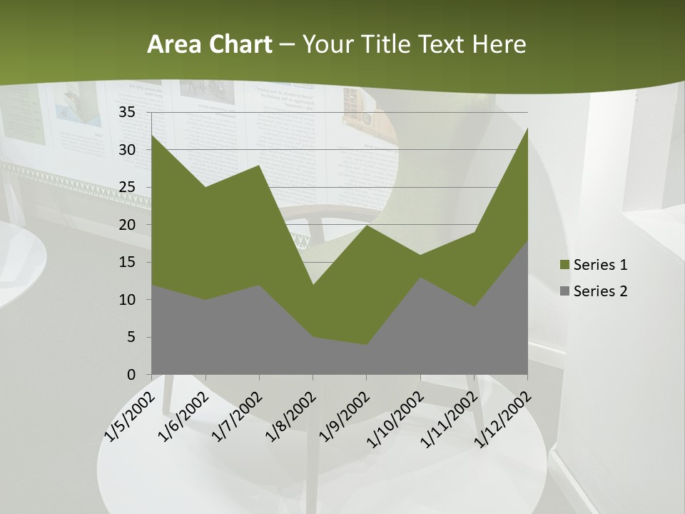 A Green Chair Sitting On Top Of A White Circle PowerPoint Template