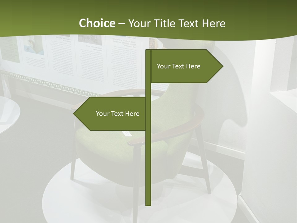 A Green Chair Sitting On Top Of A White Circle PowerPoint Template