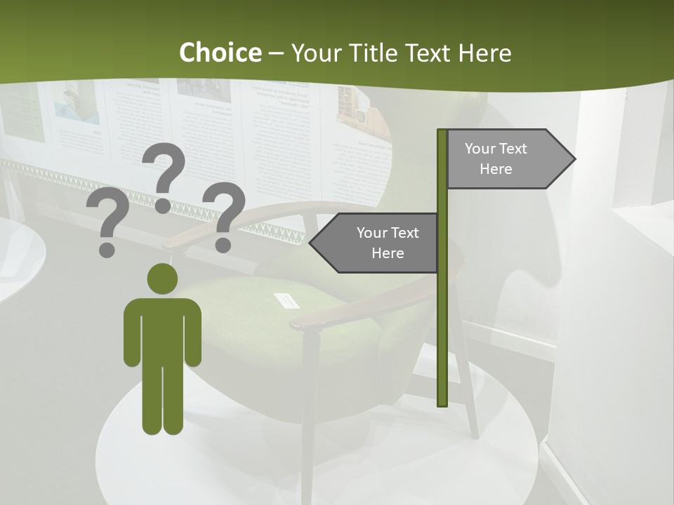 A Green Chair Sitting On Top Of A White Circle PowerPoint Template
