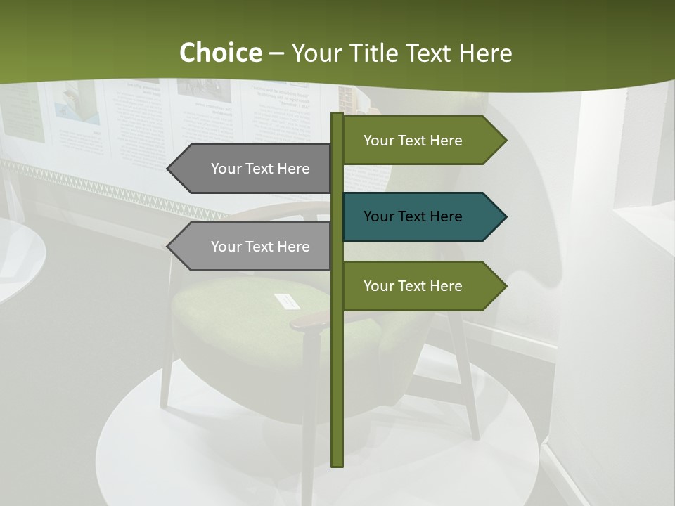 A Green Chair Sitting On Top Of A White Circle PowerPoint Template